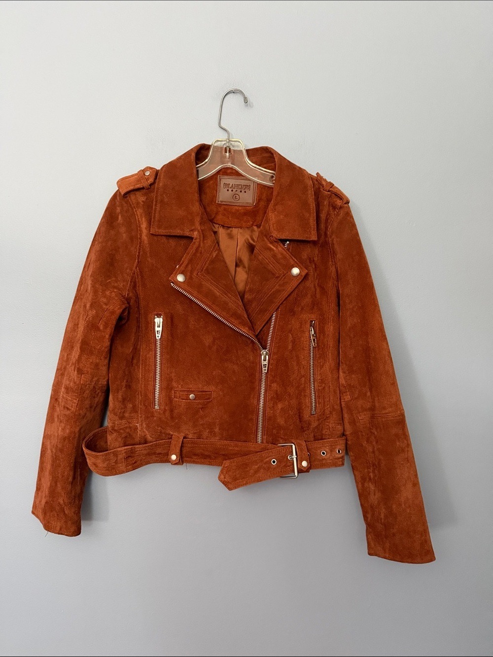 BLANKNYC Suede Moto Jacket Rust Brown Large - Picture 4 of 16
